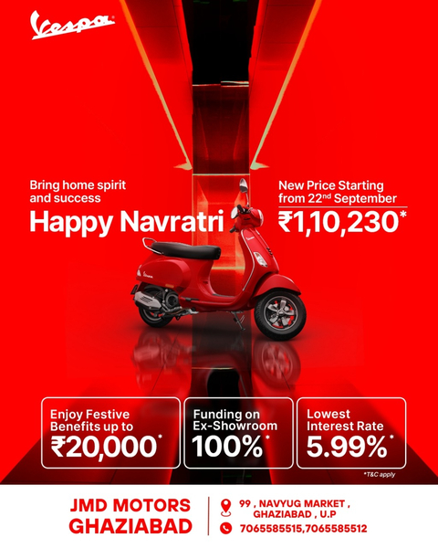 Cover photo of 🛵 JMD Vespa & Aprilia Authorized Scooter Showroom | Ghaziabad